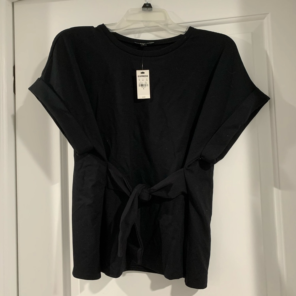 Express Tie Waist Rolled Sleeve Tee